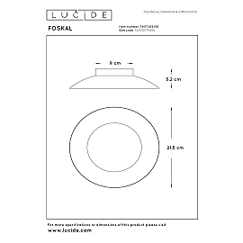 FOSKAL Flush ceiling light Ø21.5 cm LED 1x6W 2700K Black (Lucide)