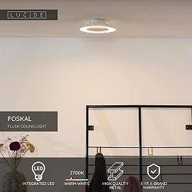 FOSKAL Flush ceiling light Ø21.5 cm LED 1x6W 2700K White (Lucide)