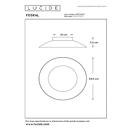 FOSKAL Flush ceiling light Ø34.5 cm LED 1x12W 2700K White (Lucide)