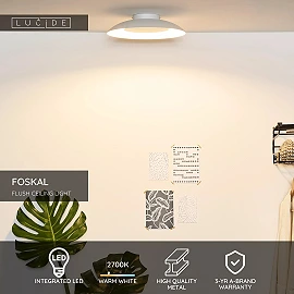 FOSKAL Flush ceiling light Ø34.5 cm LED 1x12W 2700K White (Lucide)