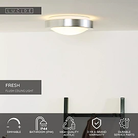FRESH vannas istabas plafons Ø27 cm E27 satīna hroms (Lucide)