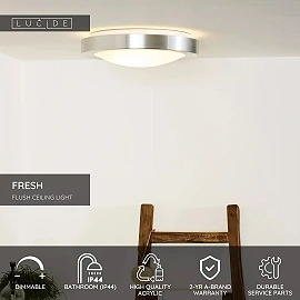 FRESH bathroom ceiling light Ø35 cm 2xE27 20 W satin chrome (Lucide)