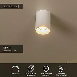 GERTI ceiling spotlight Ø8 cm 1xGU10 40 W white (Lucide)