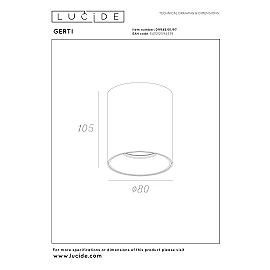 GERTI ceiling spotlight Ø8 cm 1xGU10 40 W coffee (Lucide)