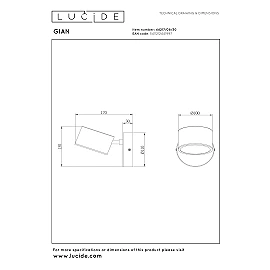 GIAN wall light 9W black (Lucide)