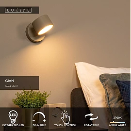 GIAN wall light 9W taupe (Lucide)