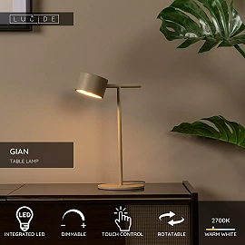 GIAN table lamp 9W taupe (Lucide)