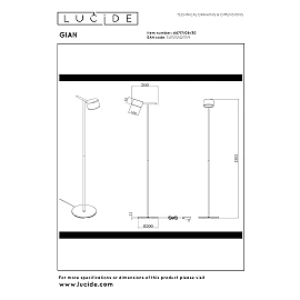 GIAN floor lamp 9W black (Lucide)