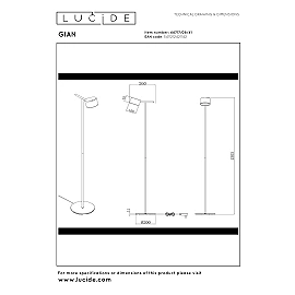 GIAN floor lamp 9W taupe (Lucide)