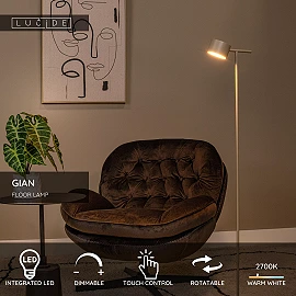 GIAN floor lamp 9W taupe (Lucide)