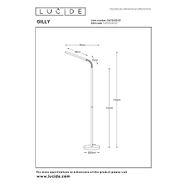 GILLY LED floor reading lamp 6W 2700K white (Lucide)