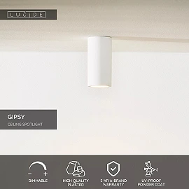 GIPSY Ceiling spotlight Ø7 cm 1xGU10 white (Lucide)