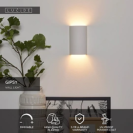 GIPSY Wall light 23,5 cm × 16,5 cm × 13 cm 1x40W White (Lucide)