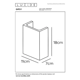 GIPSY Wall light 23,5 cm × 16,5 cm × 13 cm 1x40W White (Lucide)