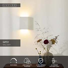 GIPSY Wall light 23,5 cm × 16,5 cm × 13 cm 1x40W White (Lucide)