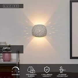 GIPSY Wall light 19,5 cm × 20 cm × 20 cm 1x40W White (Lucide)