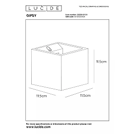 GIPSY Wall light 18 cm × 18 cm × 17,5 cm 1x25W White (Lucide)