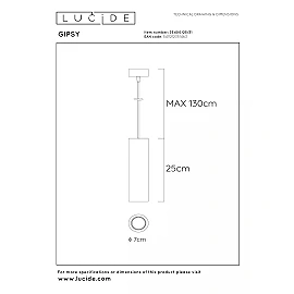 GIPSY Pendant light Ø7 cm 1xGU10 white (Lucide)