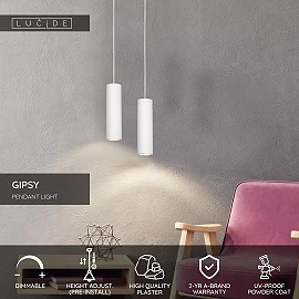 GIPSY Pendant light Ø7 cm 1xGU10 white (Lucide)