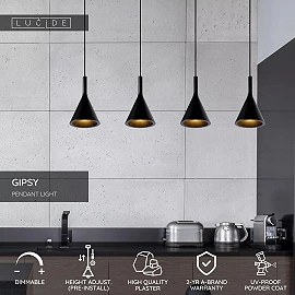 GIPSY Pendant light 120 cm 4xE27 black (Lucide)