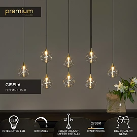 GISELA pendant light 8x3.9 W transparent (Lucide)