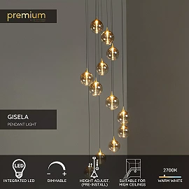 GISELA pendant light 12x3.5 W amber (Lucide)