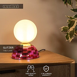 GLITZER Table lamp Ø14 cm 1xG9 Pink (Lucide)