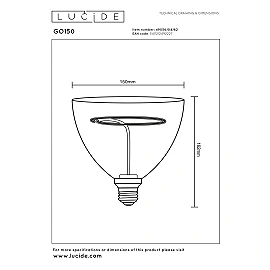 GO150 dome filament LED bulb E27 4 W 2200K 265 lm amber (Lucide)