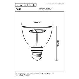 GO90 filamenta LED spuldze E27 3,5 W 2200K 210 lm dzintara (Lucide)