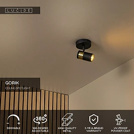 GORIK ceiling spotlight 1xGU10 black (Lucide)