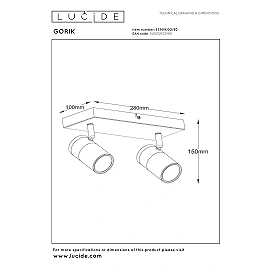 GORIK ceiling spotlight 2xGU10 black (Lucide)