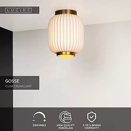 GOSSE flush ceiling light 1x40 W E27 Ø19.5 cm white (Lucide)