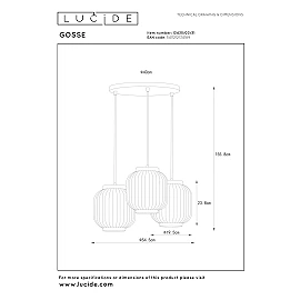GOSSE pendant light 3x40 W E27 54.5 cm white (Lucide)