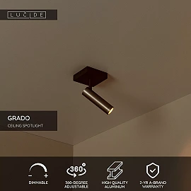 GRADO ceiling spotlight 1xGU10 (MR11) grey iron (Lucide)