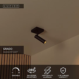GRADO ceiling spotlight 1xGU10 (MR11) black (Lucide)