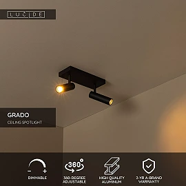 GRADO ceiling spotlight 2xGU10 (MR11) black (Lucide)