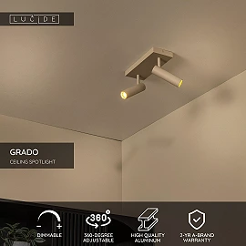 GRADO ceiling spotlight 2xGU10 (MR11) taupe (Lucide)