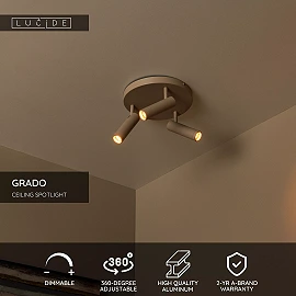 GRADO ceiling spotlight 3xGU10 (MR11) taupe (Lucide)