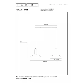 GRANTHAM piekaramā lampa 2xE27 40 W kafijas/melnā krāsā (Lucide)