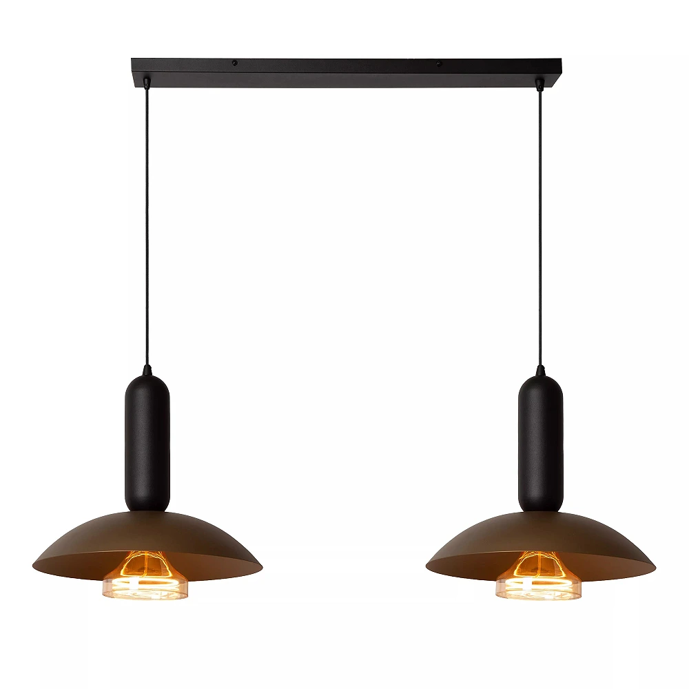 GRANTHAM piekaramā lampa 2xE27 40 W kafijas/melnā krāsā (Lucide)