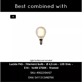 GREASBY galda lampa Ø14 cm 1 x 40 W E14 pelēka (Lucide)