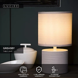 GREASBY galda lampa Ø14 cm 1 x 40 W E14 krēmkrāsa (Lucide)