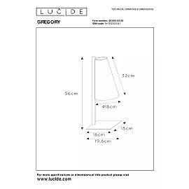 GREGORY galda lampa 1x60 W E27 18×18 cm melna (Lucide)