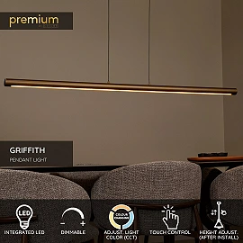 GRIFFITH piekaramā lampa 140 cm LED 33W CCT bronzas krāsā (Lucide)