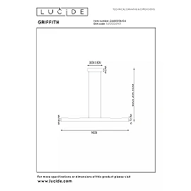 GRIFFITH piekaramā lampa 140 cm LED 33W CCT bronzas krāsā (Lucide)