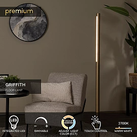 GRIFFITH stāvlampa Ø21 cm LED 18W CCT bronzas krāsā (Lucide)