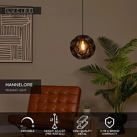 HANNELORE pendant light Ø 30 cm 1xE27 black (Lucide)