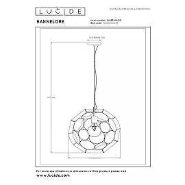 HANNELORE pendant light Ø 40 cm 1xE27 matt gold / brass (Lucide)