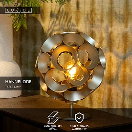 HANNELORE table lamp Ø 25 cm 1xE27 matt gold / brass (Lucide)