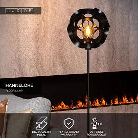 HANNELORE floor lamp Ø30 1 x 60 W E27 black (Lucide)